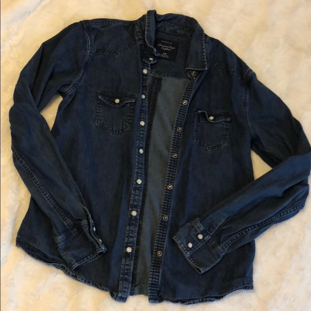 AE blue jean button up